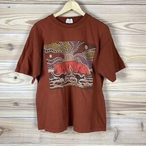 Vtg Aboriginal Art Australia Shirt Mens Large ULURU Danny Eastwood